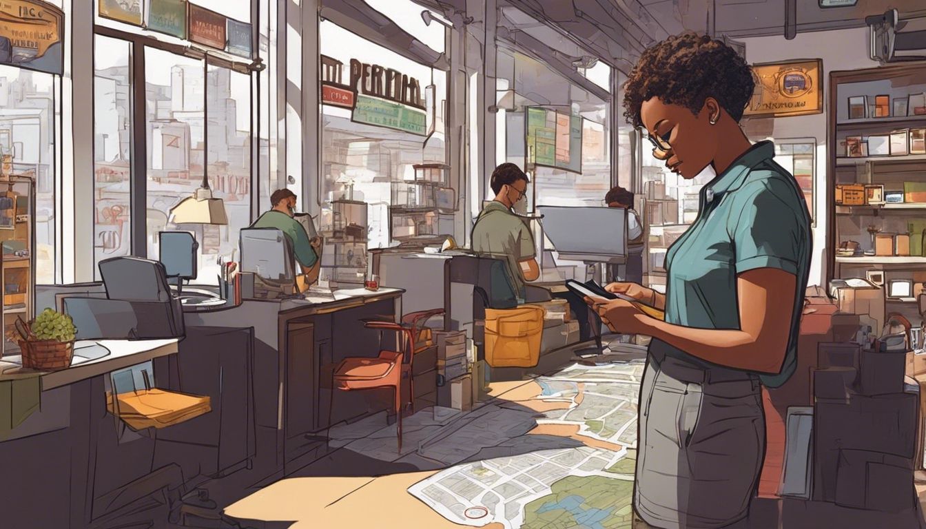 A small business owner checks their store's high ranking in local search.
